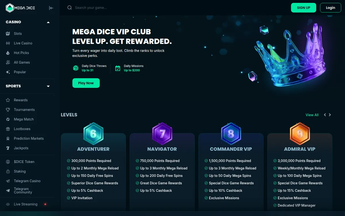 El programa VIP de Mega Dice